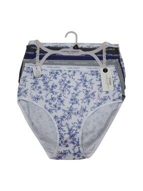 Laura Ashley Womens Large 5-Pack Cotton Spandex Briefs Panties Floral Tag Free